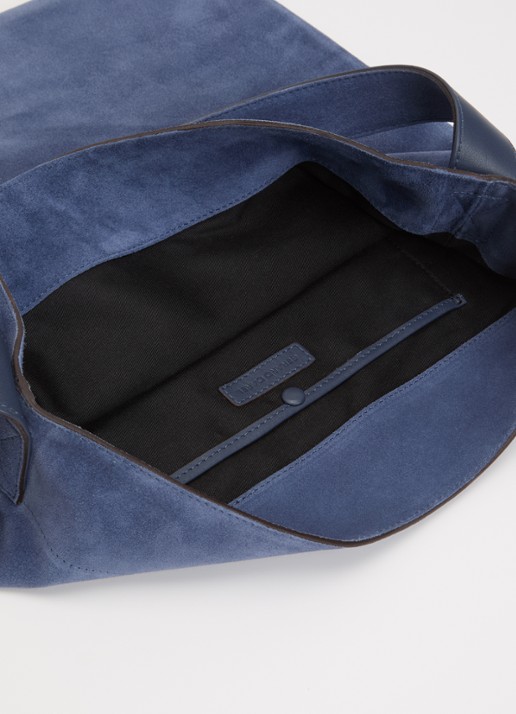 Gerard Darel Lady GD shopper van suède met logo - detail staalblauw