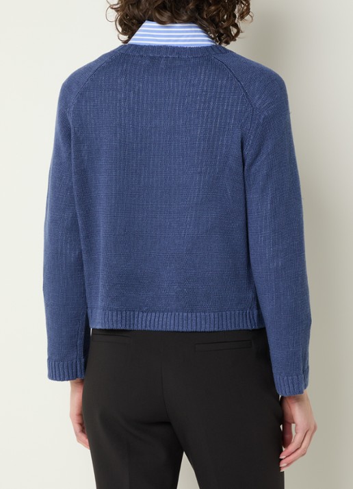 Gerard Darel Laurana grofgebreide trui van linnen - achterkant 4 donkerblauw