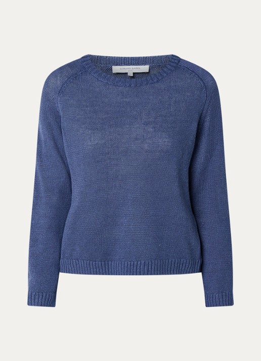 Gerard Darel Laurana grofgebreide trui van linnen - voorkant donkerblauw