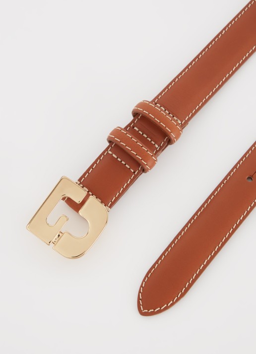 Gerard Darel Lauren riem van leer met logo  - detail 2 roestbruin