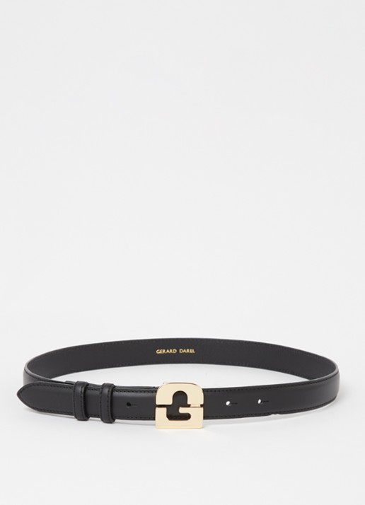 Gerard Darel Lauren riem van leer met logo  - voorkant zwart