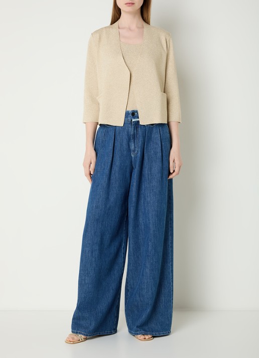 Gerard Darel Lavina openvallend vest met lurex - voorkant 4 beige
