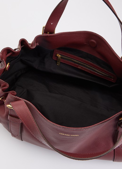 Gerard Darel Le 24H handtas van leer met afneembare schouderriem - detail 2 bordeauxrood