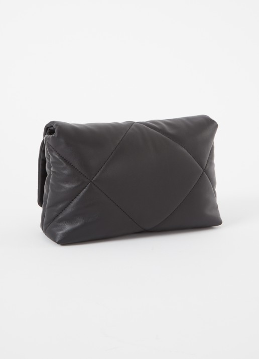 Gerard Darel Le Fanny clutch van quilted lamsleer met afneembare schouderriem - achterkant zwart