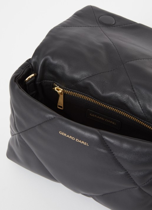 Gerard Darel Le Fanny clutch van quilted lamsleer met afneembare schouderriem - detail 3 zwart