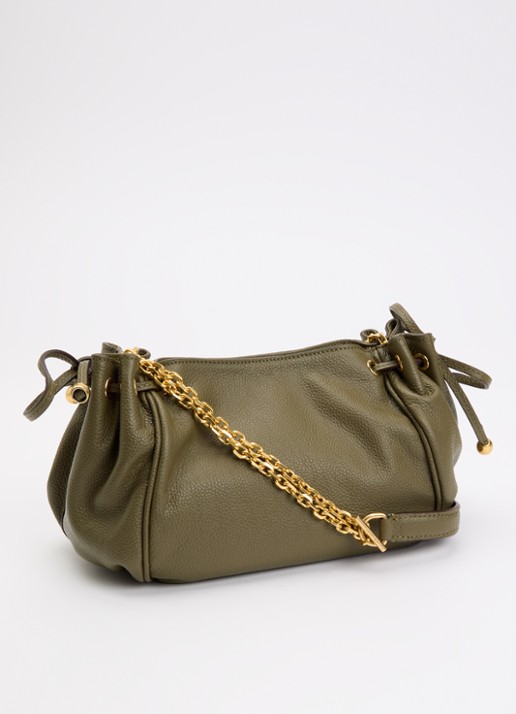 Gerard Darel Le mini 24 clutch van leer met afneembare schouderriem  - achterkant 2 legergroen