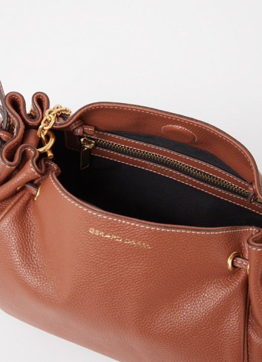 Gerard Darel Le Mini 24 crossbodytas van leer - detail 3 oranjebruin