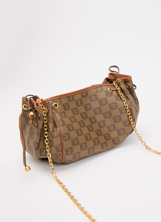 Gerard Darel Le mini 24 schoudertas van canvas met details van leer en tasbedel  - achterkant bruin