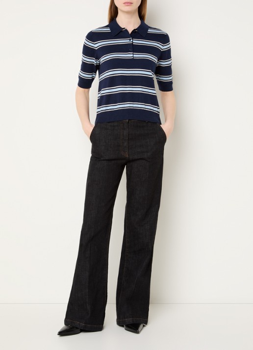 Gerard Darel Leila fijngebreide polo met streepprint - voorkant 2 indigo