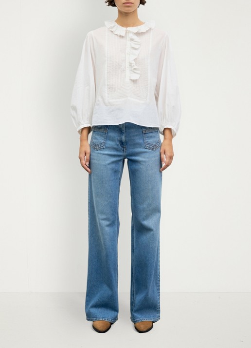 Gerard Darel Leone tuniek met ruches - voorkant 2 wit