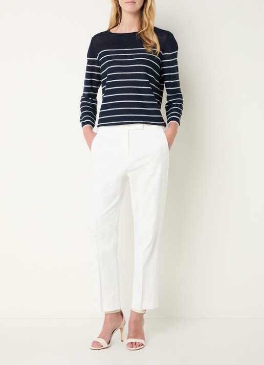 Gerard Darel Levia fijgebreide pullover in linnenblend met streepprint - voorkant 2 donkerblauw