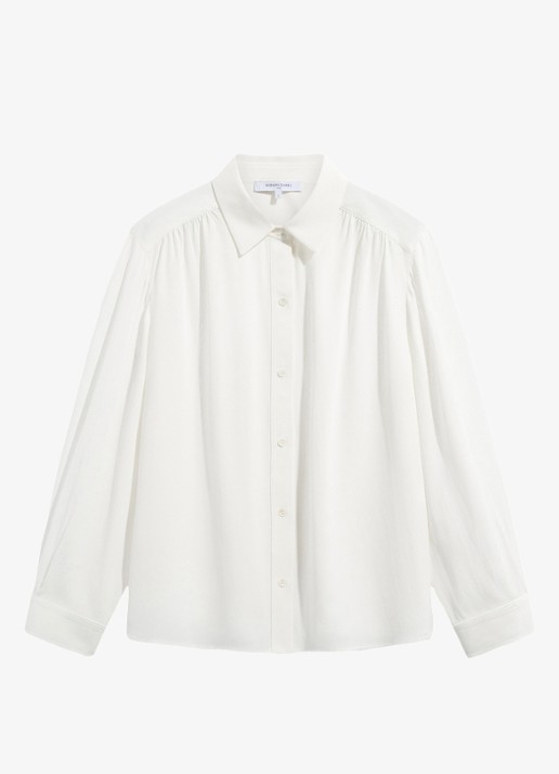 Gerard Darel Lilie blouse in zijdeblend met plooien - voorkant 2 creme