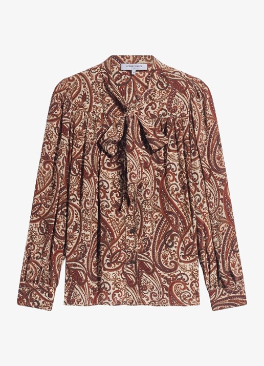 Gerard Darel Lisie blouse met sjaalkraag - voorkant 2 bruin