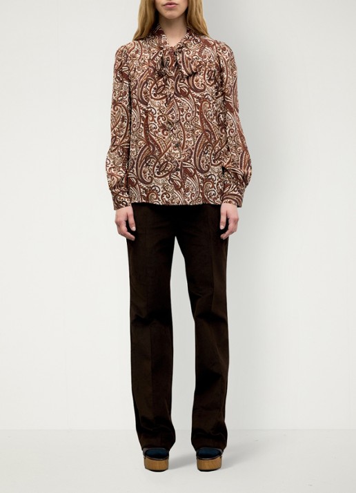 Gerard Darel Lisie blouse met sjaalkraag - voorkant 3 bruin