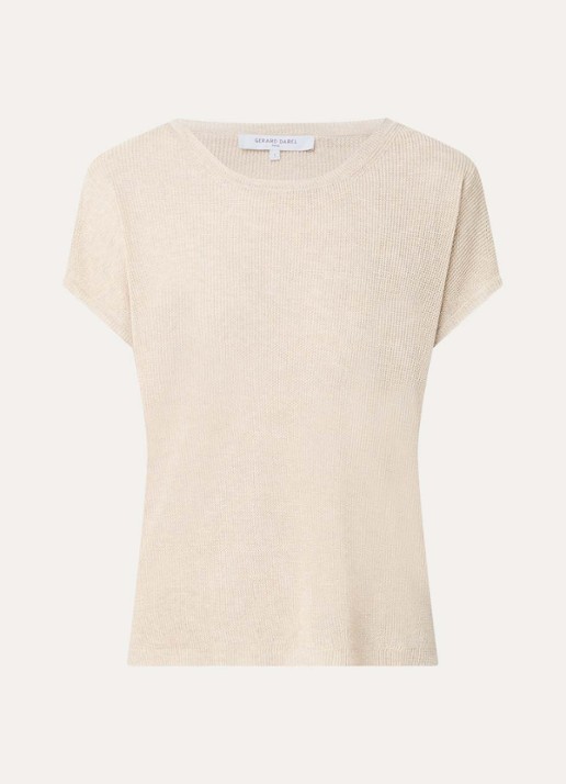 Gerard Darel Lixia grofgebreide top met ronde hals - voorkant beige