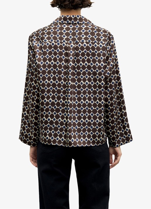 Gerard Darel Lorra blouse met grafische print - achterkant bruin