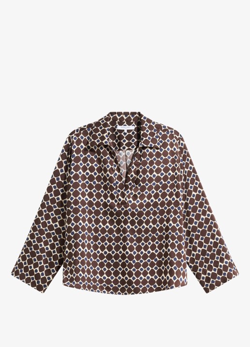 Gerard Darel Lorra blouse met grafische print - voorkant 3 bruin