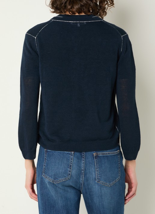 Gerard Darel Lorys fijngebreid vest in linnenblend - achterkant donkerblauw