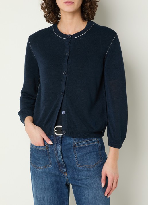 Gerard Darel Lorys fijngebreid vest in linnenblend - detail 2 donkerblauw