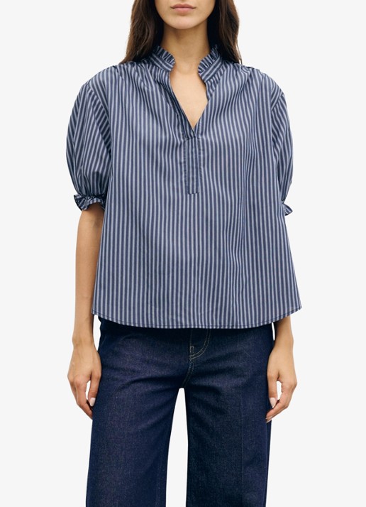 Gerard Darel Louann tuniek met streepprint en ruches