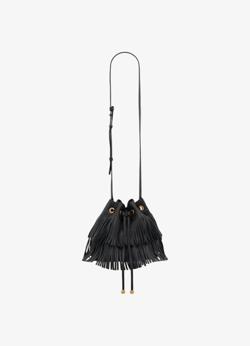 Gerard Darel Louison bucket shoudertas van leer met franjes