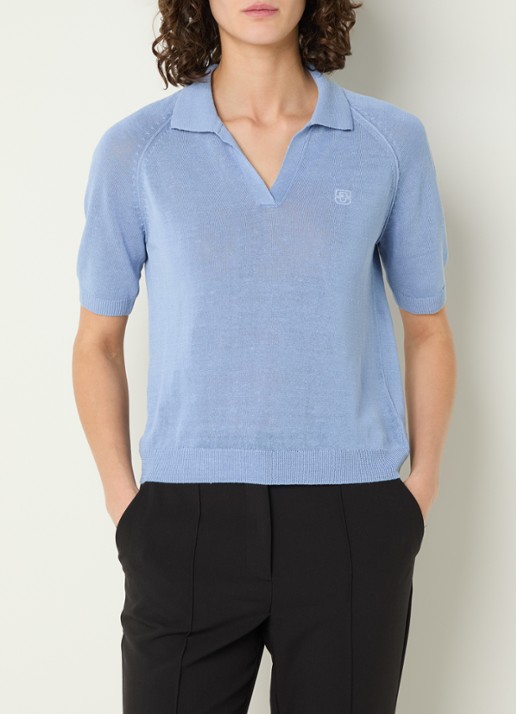 Gerard Darel Loula fijngebreide top in linnenblend met polokraag
