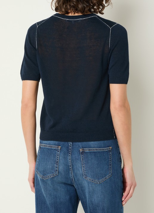 Gerard Darel Loumia fijngebreide top in linnenblend - achterkant 4 donkerblauw