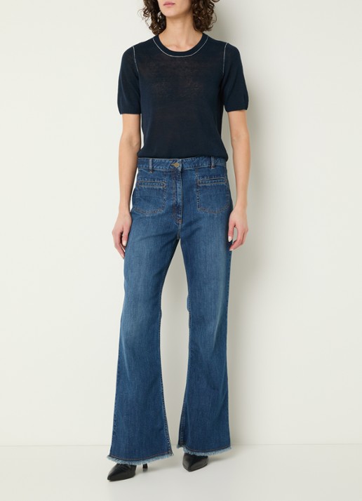 Gerard Darel Loumia fijngebreide top in linnenblend - voorkant 3 donkerblauw