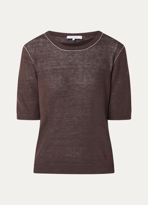 Gerard Darel Loumia fijngebreide top in linnenblend - voorkant lichtbruin