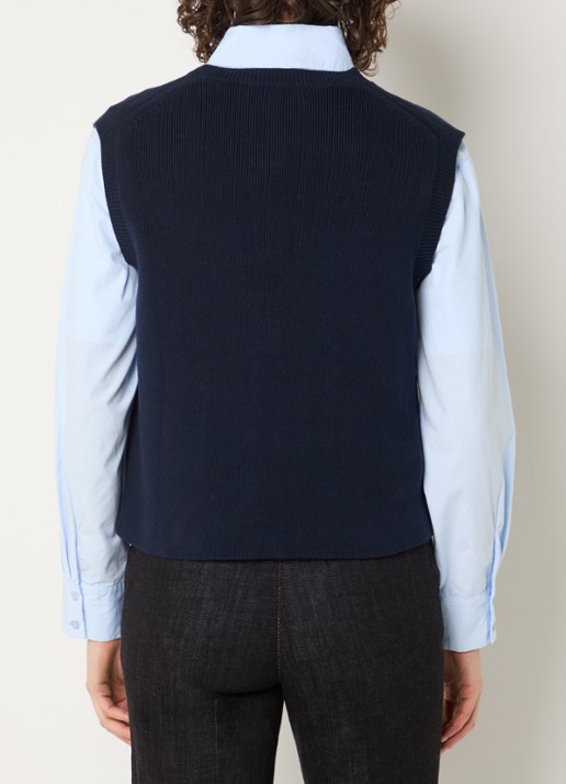 Gerard Darel Louve gebreid vest met opgestikte zakken - achterkant 3 donkerblauw
