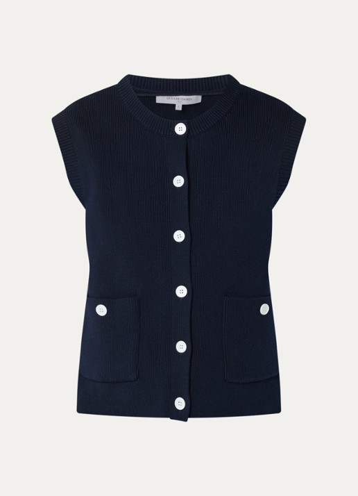 Gerard Darel Louve gebreid vest met opgestikte zakken - voorkant donkerblauw
