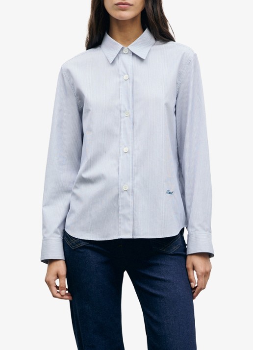 Gerard Darel Lyla blouse met streepprint - detail lichtblauw