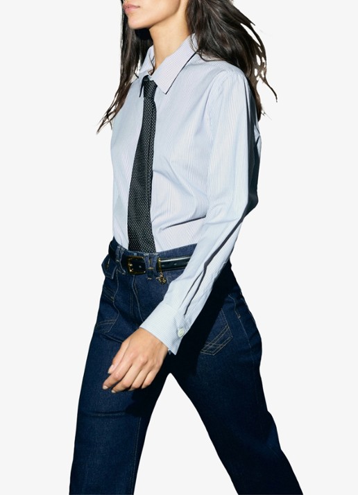 Gerard Darel Lyla blouse met streepprint - detail 3 lichtblauw