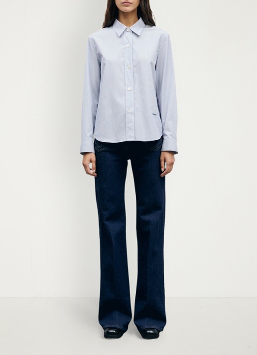 Gerard Darel Lyla blouse met streepprint - voorkant 7 lichtblauw