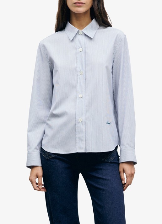 Gerard Darel Lyla blouse met streepprint - detail 4 lichtblauw