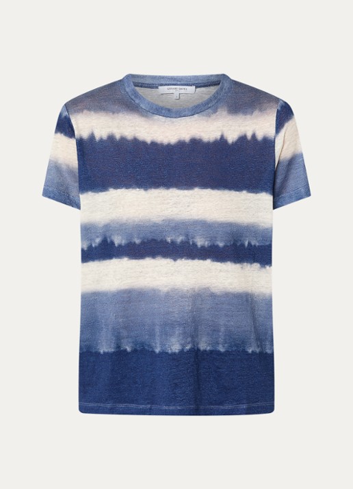 Gerard Darel Mabinty T-shirt van linnen met streepprint - voorkant 2 indigo