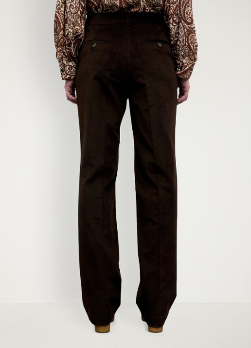 Gerard Darel Maby mid waist flared fit broek  - achterkant donkerbruin