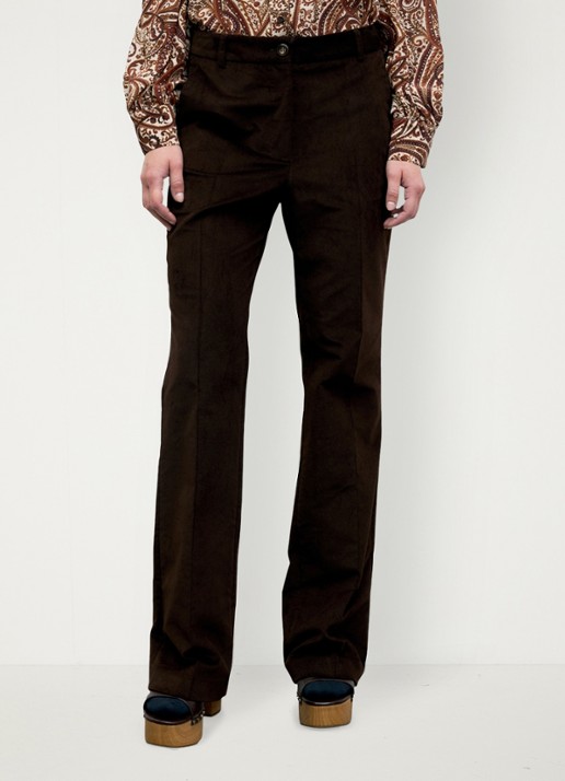Gerard Darel Maby mid waist flared fit broek  - detail 3 donkerbruin