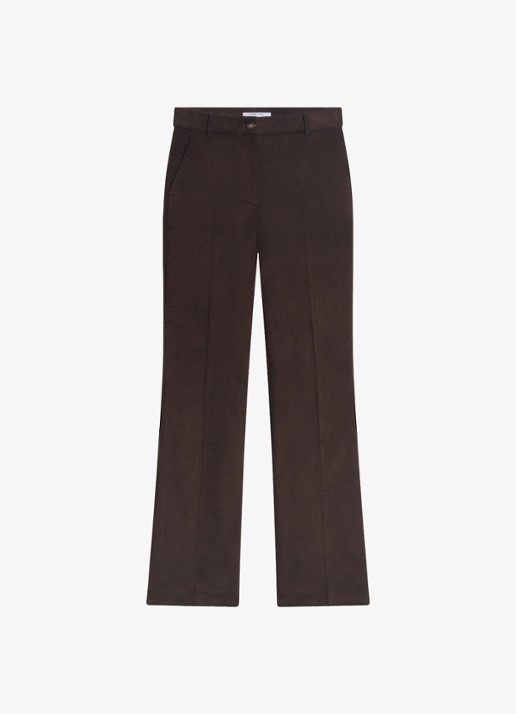 Gerard Darel Maby mid waist flared fit broek  - voorkant 4 donkerbruin