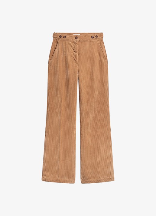 Gerard Darel Maev high waist loose fit broek  - voorkant 4 zand