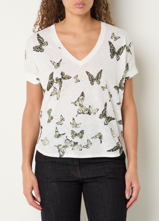 Gerard Darel Makeda T-shirt in linnenblend met print