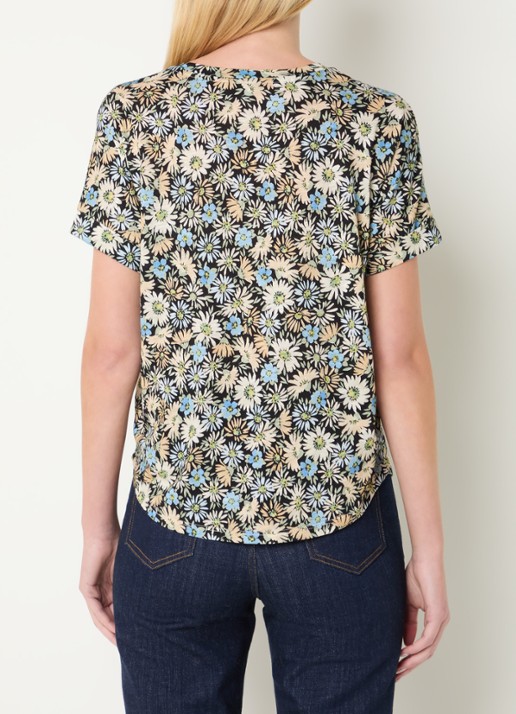 Gerard Darel Malinae T-shirt met bloemenprint - achterkant zwart