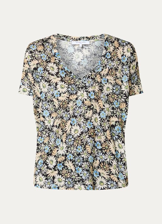 Gerard Darel Malinae T-shirt met bloemenprint - voorkant 2 zwart