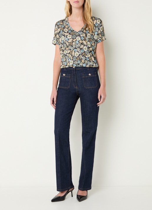 Gerard Darel Malinae T-shirt met bloemenprint - voorkant 3 zwart