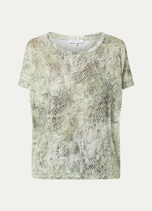 Gerard Darel Mariel T-shirt met slangenprint - voorkant 2 groen