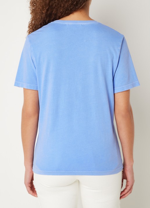 Gerard Darel Maurine T-shirt met V-hals en borduring - achterkant 2 blauw