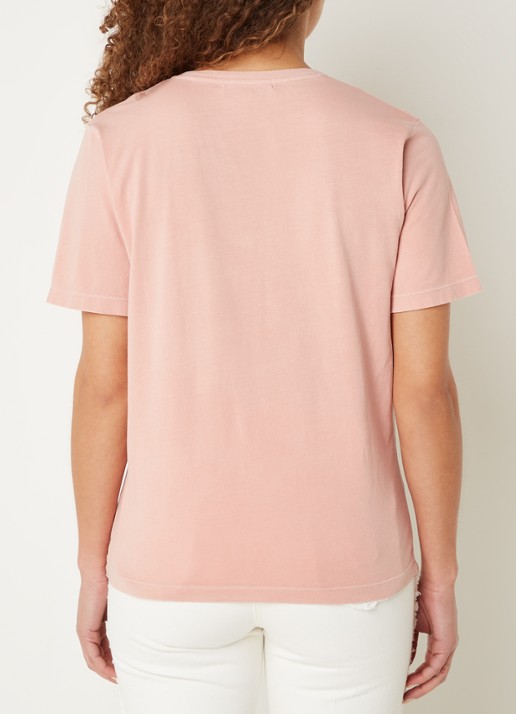 Gerard Darel Maurine T-shirt met V-hals en borduring - achterkant 4 oudroze