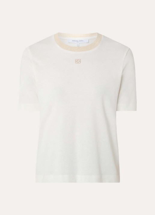 Gerard Darel Mavie T-shirt met logoborduring - voorkant gebroken wit