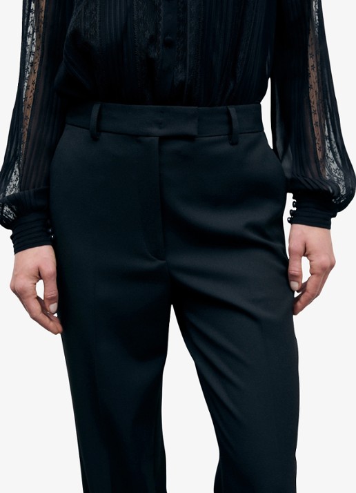 Gerard Darel Meg high waist straight leg pantalon - detail zwart