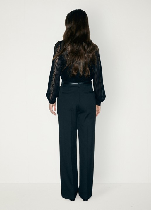 Gerard Darel Meg high waist straight leg pantalon - detail 3 zwart